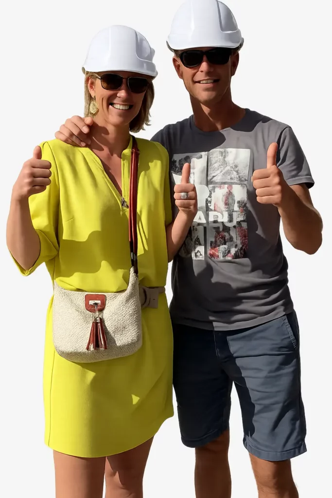 Nathalie en Didier van Dilana Projectontwikkeling met werfhelm